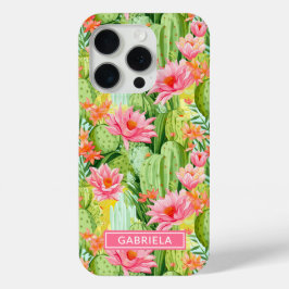 Waterverf Cactussen Persoonlijk iPhone 15 Pro Case