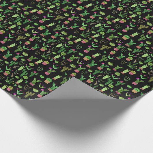 Waterverf Cactussen Plant Naadloze Achtergrond Cadeaupapier (Hoek)