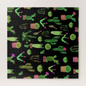 Waterverf Cactussen Plant Naadloze Achtergrond Legpuzzel (Horizontaal)