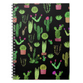 Waterverf Cactussen Plant Naadloze Achtergrond Notitieboek (Voorkant)