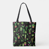 Waterverf Cactussen Plant Naadloze Achtergrond Tote Bag (Achterkant)