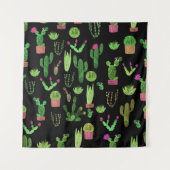 Waterverf Cactussen Plant Naadloze Achtergrond Wandkleed (Voorkant)