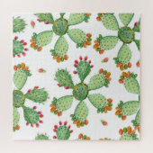 Waterverf Cactussen: Tropisch tuinpatroon. Legpuzzel (Horizontaal)