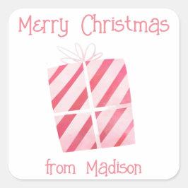 Waterverf Cadeau kerstcadeautjes Vierkante Sticker