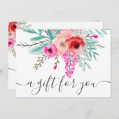 waterverf cadeaubon voor munten roze floraal (Voorkant / Achterkant)