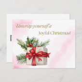 Waterverf Cadeaudoos Vrolijke Kerst Feestdagenkaart (Voorkant / Achterkant)