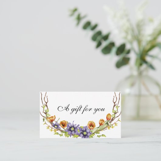 Waterverf - cadeaukaart voor bloemen visitekaartje (Staand voorkant)