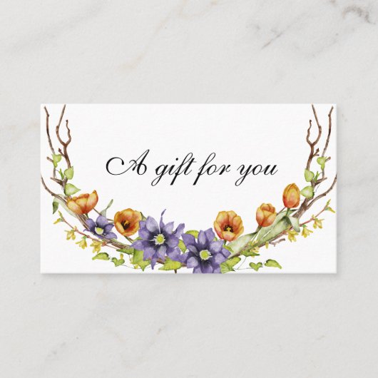 Waterverf - cadeaukaart voor bloemen visitekaartje (Voorkant)