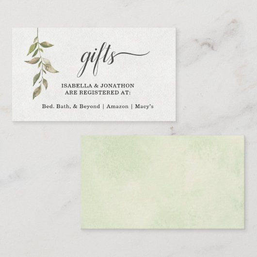 Waterverf Cadeauregister invoegen / Enclosure uitn Informatiekaartje (Voorkant / Achterkant)