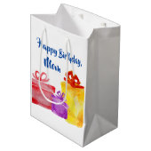 Waterverf cadeaus, cadeaus, Happy Birthday, Medium Cadeauzakje (Voorkant Gekanteld)