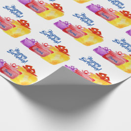 Waterverf cadeaus, Happy Birthday, cadeaus Cadeaupapier