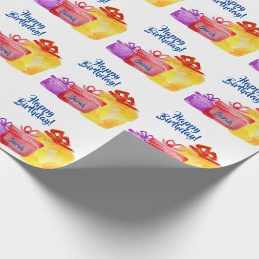 Waterverf cadeaus, Happy Birthday, cadeaus Cadeaupapier (Hoek)