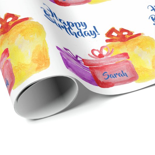 Waterverf cadeaus, Happy Birthday, cadeaus Cadeaupapier (Rol Hoek)