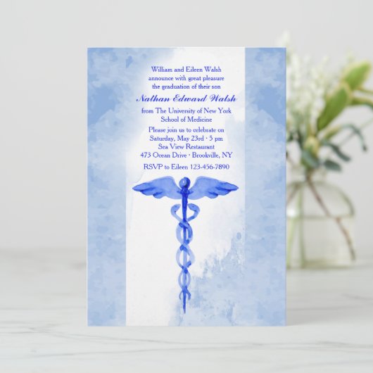 Waterverf Caduceus Kaart (Staand voorkant)