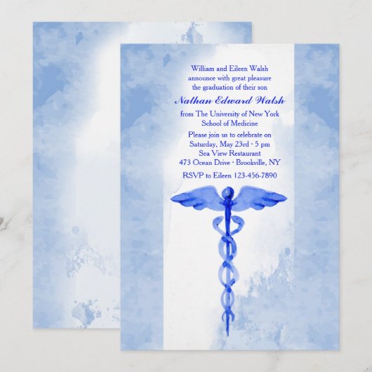 Waterverf Caduceus Kaart (Voorkant / Achterkant)