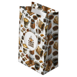 Waterverf Cafe Bakkerij Koffie Merk Logo Patroon Klein Cadeauzakje