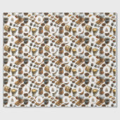 Waterverf Cafe Bakkerij Koffie Merk Logo Pattern Cadeaupapier (Vlak)