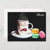 Waterverf Cafe Coffee Macarons Parijs Frankrijk Briefkaart (Voorkant / Achterkant)