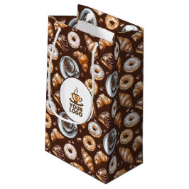 Waterverf Cafe Koffie Bakkerij Merk Logo Patroon Klein Cadeauzakje