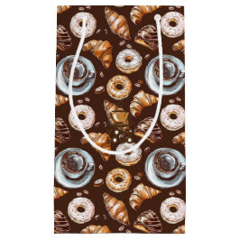 Waterverf Cafe Koffie Bakkerij Merk Logo Patroon Klein Cadeauzakje