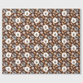 Waterverf Cafe Koffiebakkerij Merk Logo Pattern Cadeaupapier (Vlak)