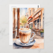 Waterverf, Café Latte, Postcrossing Briefkaart (Voorkant / Achterkant)