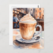 Waterverf, Café Latte, Postcrossing Briefkaart (Voorkant / Achterkant)