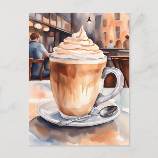 Waterverf, Café Latte, Postcrossing Briefkaart (Voorkant)
