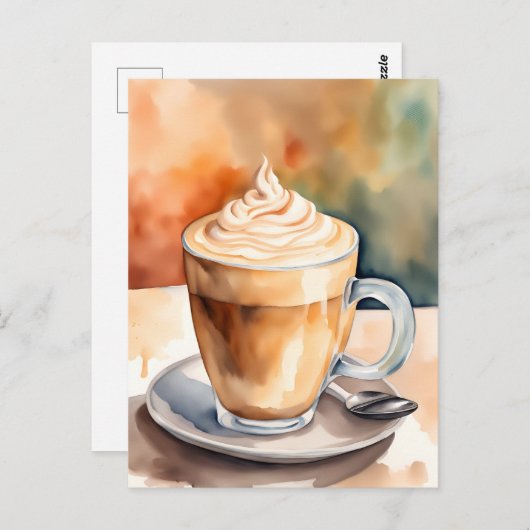 Waterverf, Café Latte, Postcrossing Briefkaart (Voorkant / Achterkant)