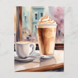 Waterverf, Café Latte, Postcrossing Briefkaart