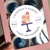 Waterverf Cake Boutique Home Bakkerij Catering Ronde Sticker