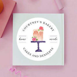Waterverf Cake Boutique Home Bakkerij Catering Ronde Sticker