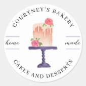 Waterverf Cake Boutique Home Bakkerij Catering Ronde Sticker (Voorkant)