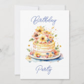  Waterverf Cake en Flowers Verjaardag Kaart (Voorkant)