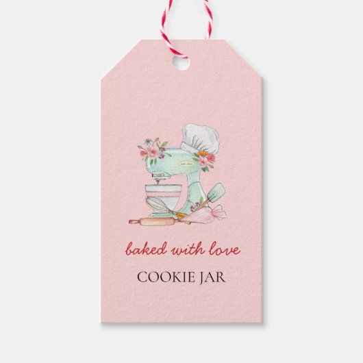 Waterverf Cake mixer bakkerij Cadeaulabel (Voorkant)