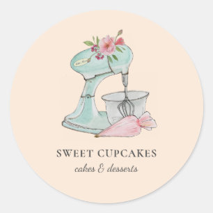Waterverf Cake mixer Bakkerij Klassieke Ronde Stic Sticker