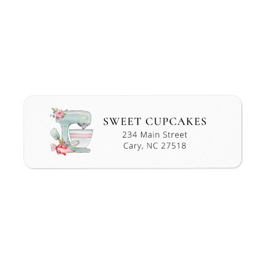 Waterverf Cake Mixer bakkerij retouradres Label (Voorkant)