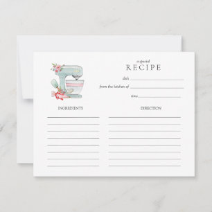 Waterverf Cake mixer bakrecept kaart Notitiekaartje