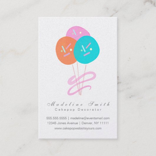 Waterverf Cakepop Cookie Baking Cake Decorator Visitekaartje (Voorkant)