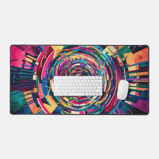 Waterverf caleidoscopisch Abstract Bureaumat (Keyboard & Muis)