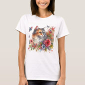 Waterverf Calico Cat Dames T-shirt (Voorkant)