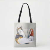 Waterverf Calico Cat Gnome & Tortoiseshel Tote Bag (Voorkant)