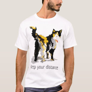 Waterverf Calico Cat "Houd je afstand in" T-shirt