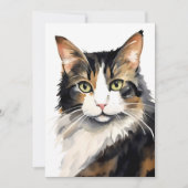Waterverf Calico Kattenportret Feestdagenkaart (Voorkant)