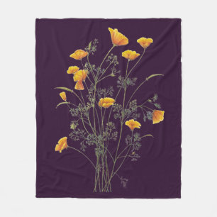 Waterverf California Poppy Garden Flower Art Fleece Deken