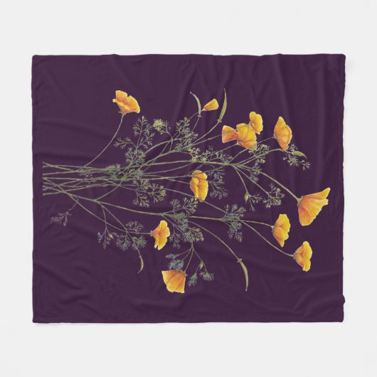 Waterverf California Poppy Garden Flower Art Fleece Deken (Voorkant (Horizontaal))