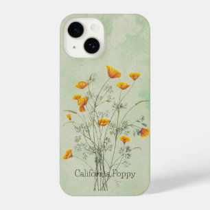 Waterverf California Poppy Wild Garden Flower iPhone 14 Hoesje