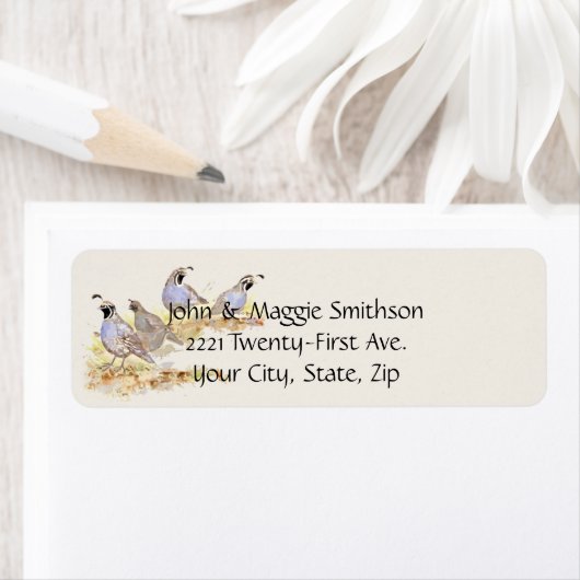 Waterverf California Quail Bird Animal Natuur Art Etiket (Insitu)