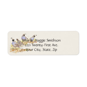Waterverf California Quail Bird Animal Natuur Art Etiket