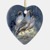 Waterverf California Quail Bird in Blue Keramisch Ornament (Rechts)